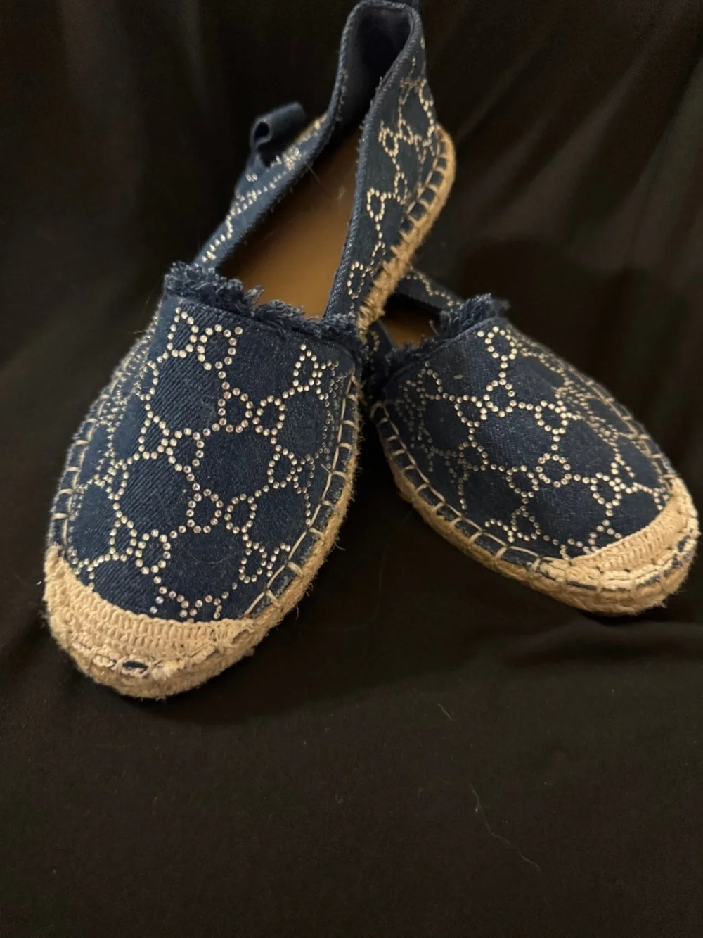 Denim and Rhinestone Espadrilles size 8